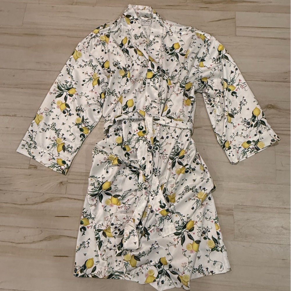 Monique Lhuillier for Pottery Barn Lemon Print Robe NWOT